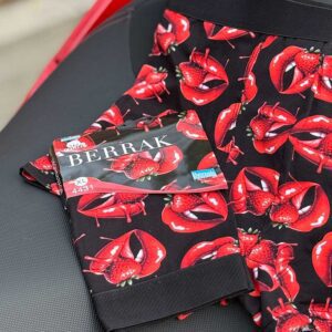 شورت پادار مردانه Berrak مدل لب توت‌فرنگی کد 3005 | نخ پنبه ۹۵٪، فاق بلند و راحت