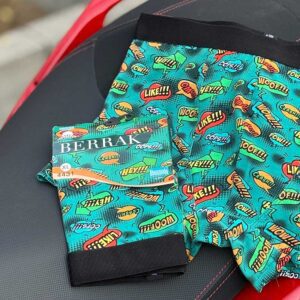 شورت پادار مردانه Berrak مدل استیکر Woof کد 3007 | نخ پنبه ۹۵٪، فاق بلند و راحت