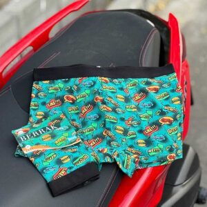 شورت پادار مردانه Berrak مدل استیکر Woof کد 3007 | نخ پنبه ۹۵٪، فاق بلند و راحت