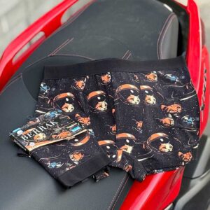 شورت پادار مردانه Berrak مدل گربه فضانورد کد 3009 | نخ پنبه، فاق بلند و بادوام