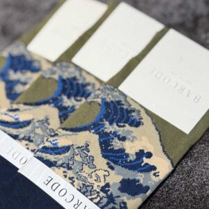 جوراب ساقدار مردانه Barcod طرح کاناگاوا کد ۵۰۰۷ | ۱۰۰٪ پنبه