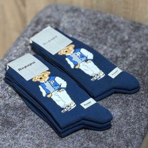 جوراب ساقدار پنبه ROPAPA مدل Tedy سرمه‌ای کد ۵۱۵ | سایز ۴۰–۴۶