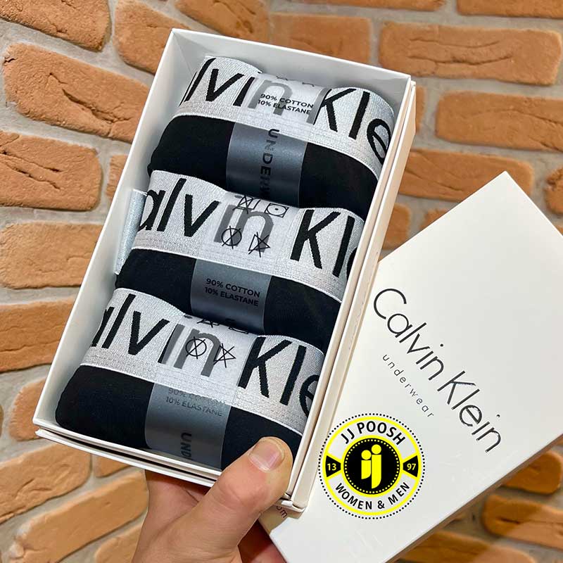 شورت نیم پا سه‌تایی مشکی کش سیلور مردانه Calvin Klein مدل 011 | راحتی و استایل ترکیه‌ای