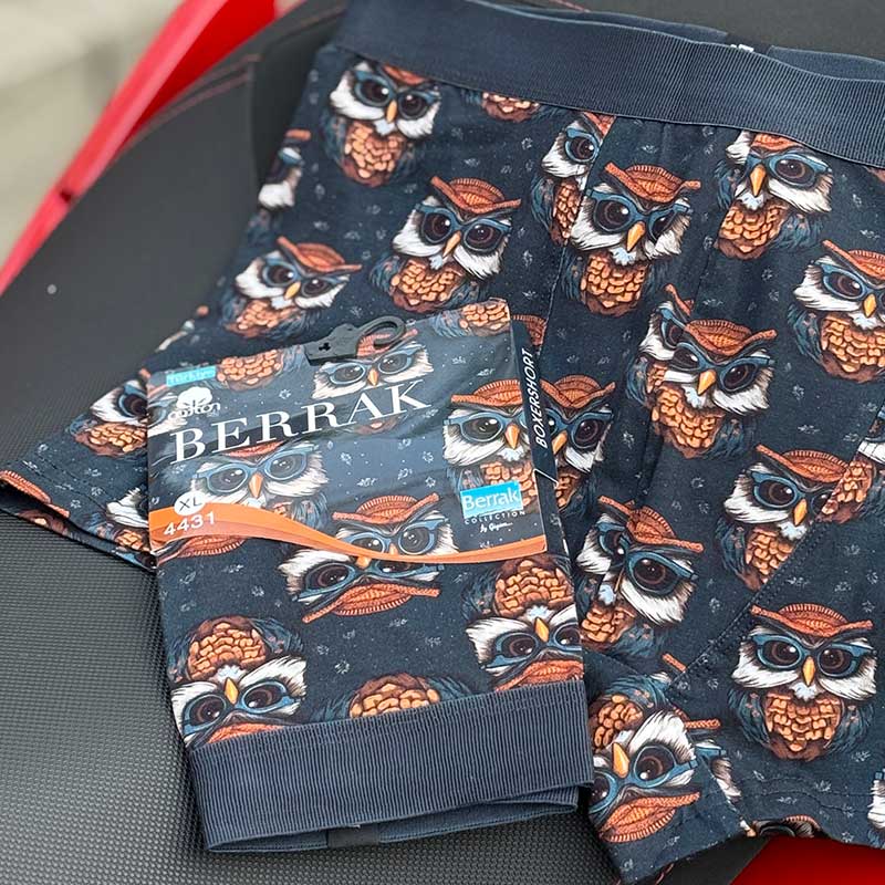 213 شورت پادار مردانه Berrak مدل جغد مینیاتوری کد 3002 | ۹۵٪ نخ پنبه، فاق بلند و راحت