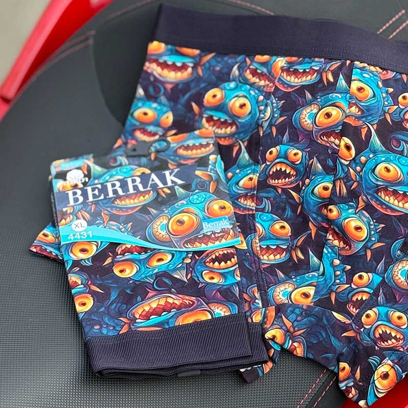 شورت پادار مردانه Berrak مدل ماهی پیِرانا کد 3004 | پنبه‌ای، فاق بلند و بادوام