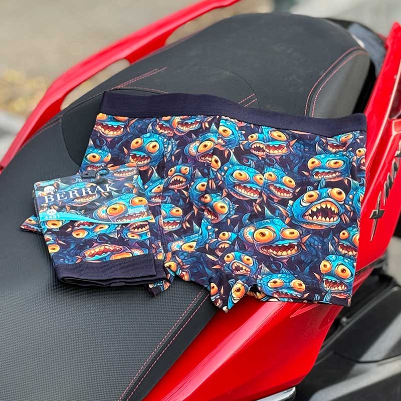 شورت پادار مردانه Berrak مدل ماهی پیِرانا کد 3004 | پنبه‌ای، فاق بلند و بادوام