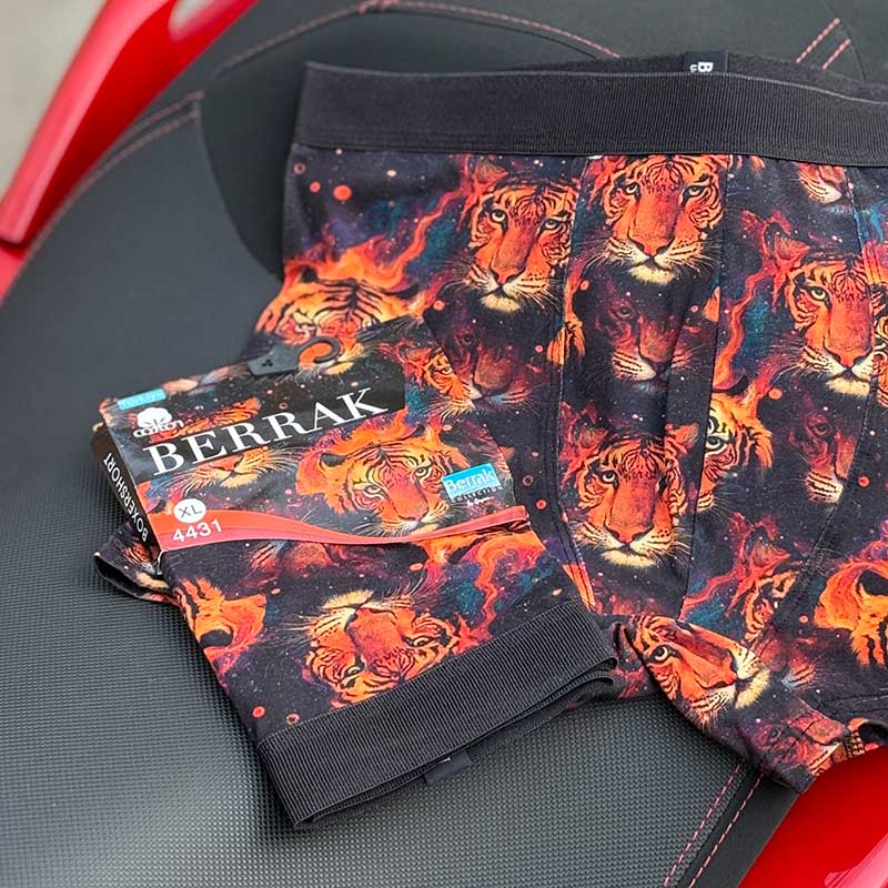 228 شورت پادار مردانه Berrak مدل ببر کد 3008 | ۹۵٪ نخ پنبه، فاق بلند و بادوام