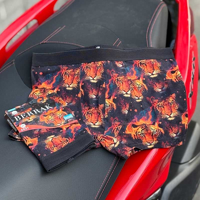 شورت پادار مردانه Berrak مدل ببر کد 3008 | ۹۵٪ نخ پنبه، فاق بلند و بادوام