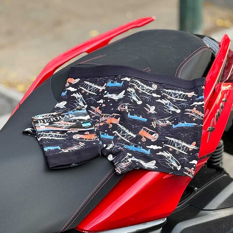 شورت پادار مردانه Berrak مدل هواپیما کد 3010 | نخ پنبه، فاق بلند، چاپ بادوام