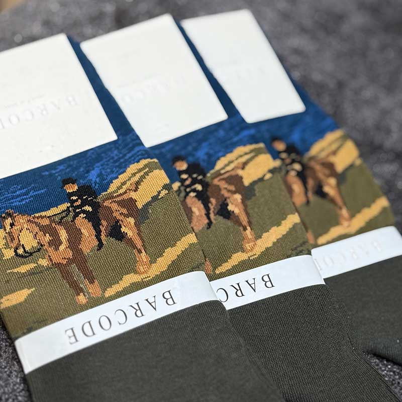 39 جوراب ساقدار مردانه Barcod طرح Lonerider کد ۵۰۱۰ | ۱۰۰٪ پنبه