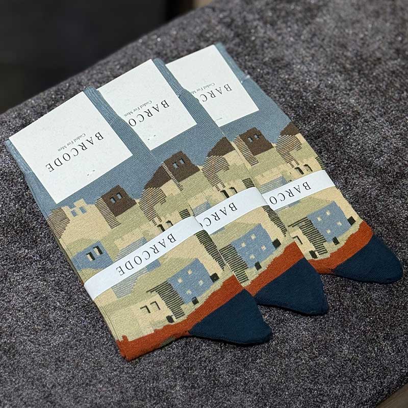 جوراب ساقدار مردانه Barcod طرح Old Town کد ۵۰۰۹ | ۱۰۰٪ پنبه