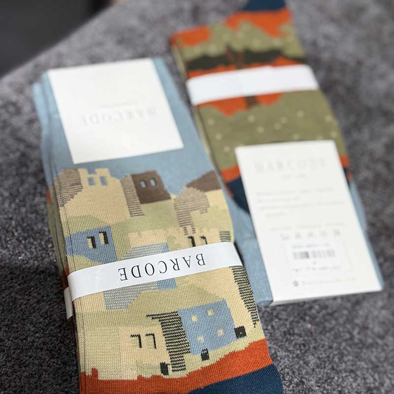 جوراب ساقدار مردانه Barcod طرح Old Town کد ۵۰۰۹ | ۱۰۰٪ پنبه