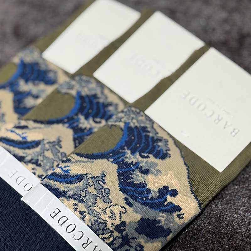 جوراب ساقدار مردانه Barcod طرح کاناگاوا کد ۵۰۰۷ | ۱۰۰٪ پنبه