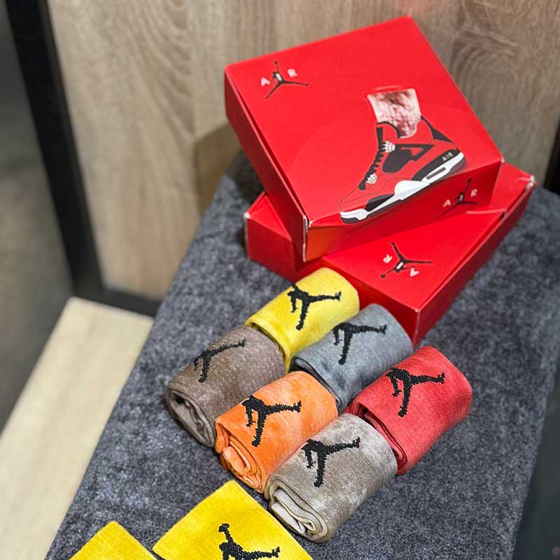 جوراب ساقدار Jordan آبرنگی کد ۵۰۱۳ | پک ۶ تایی | ۱۰۰٪ پنبه