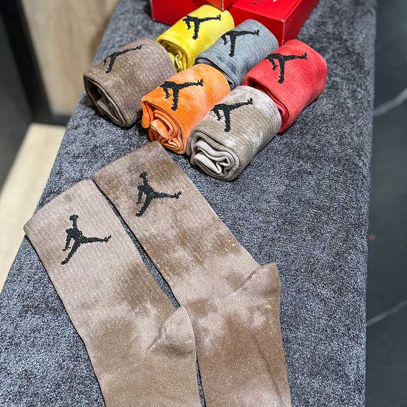 جوراب ساقدار Jordan آبرنگی کد ۵۰۱۳ | پک ۶ تایی | ۱۰۰٪ پنبه