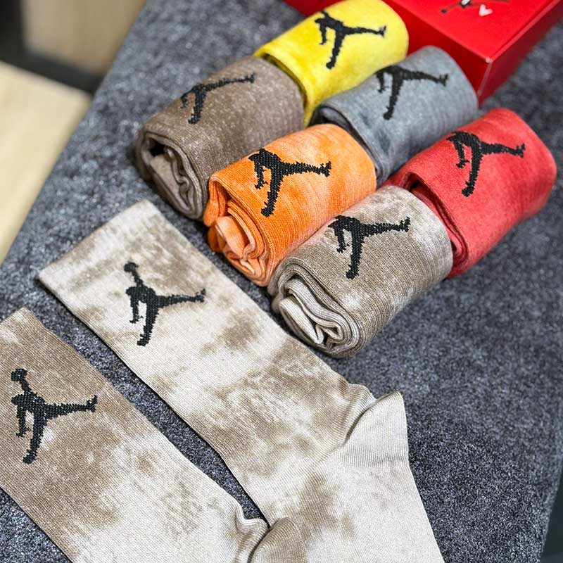 جوراب ساقدار Jordan آبرنگی کد ۵۰۱۳ | پک ۶ تایی | ۱۰۰٪ پنبه