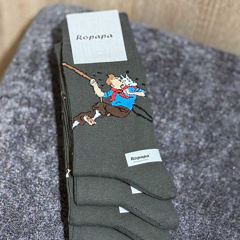 جوراب ساقدار پنبه ROPAPA مدل Tan Tan سبز کد ۵۱۴ | سایز ۴۰–۴۶