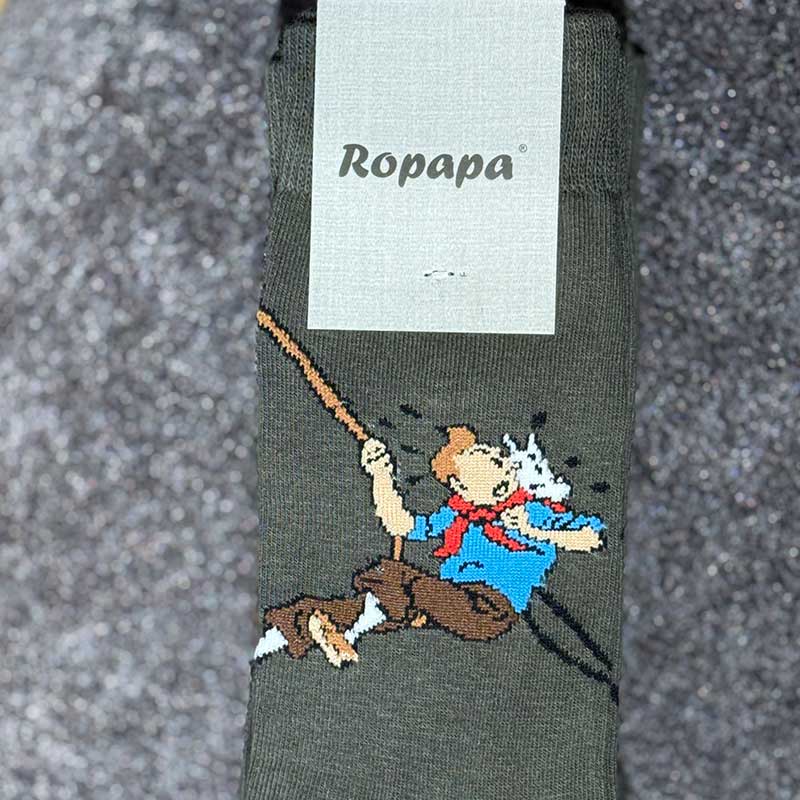 جوراب ساقدار پنبه ROPAPA مدل Tan Tan سبز کد ۵۱۴ | سایز ۴۰–۴۶
