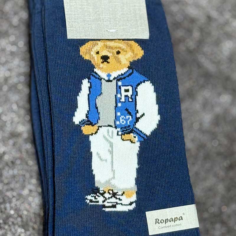 جوراب ساقدار پنبه ROPAPA مدل Tedy سرمه‌ای کد ۵۱۵ | سایز ۴۰–۴۶