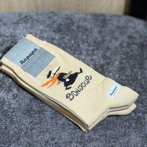 جوراب ساقدار پنبه ROPAPA مدل Bonjour کرم کد ۵۱۷ | سایز ۴۰–۴۶