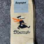 جوراب ساقدار پنبه ROPAPA مدل Bonjour کرم کد ۵۱۷ | سایز ۴۰–۴۶