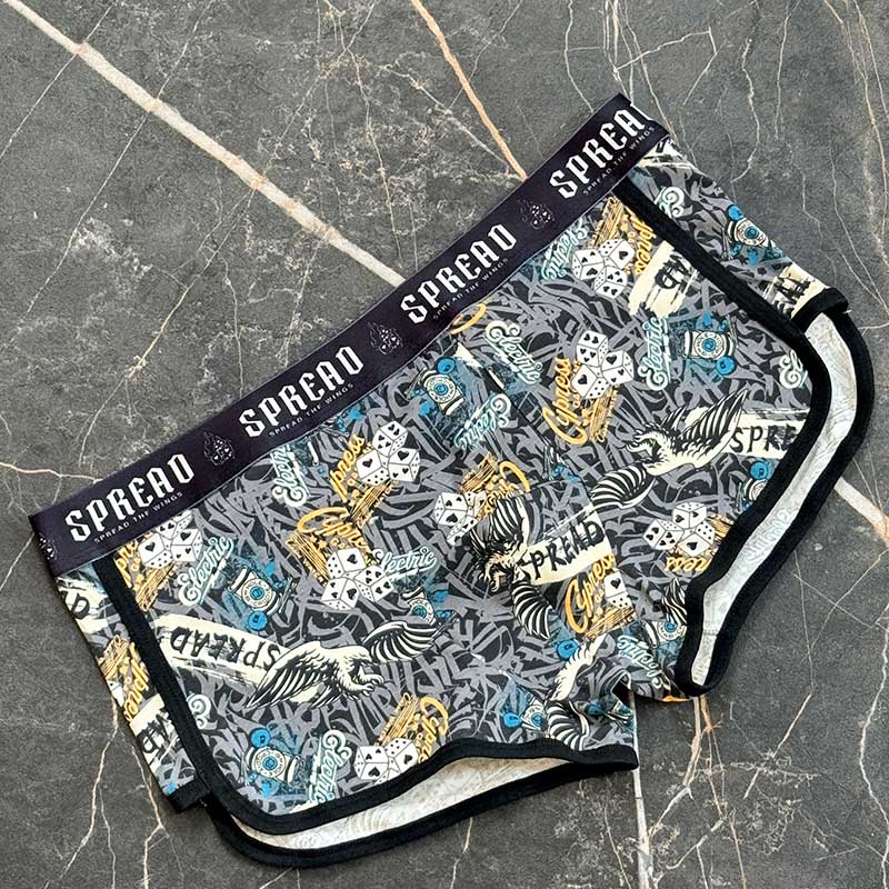 شورت نیم‌پا نوار‌دار مدل عقاب | پنبه اسپاندکس | سایز بزرگ | کد 080